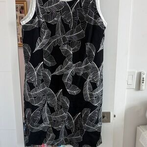 Peck & Peck Black Dress with White Leaf Motif